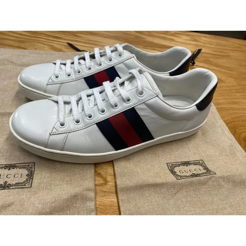 Men’s Gucci Ace Sneaker - Leather ‘White Blue’ size 8 - Picture 4 of 6